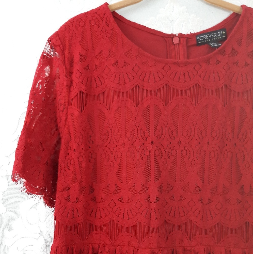🔸️SOLD🔸️ Forever 21 Plus Eyelash Lace Dress - Picture 4 of 5